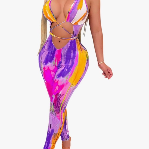 Sexy Mulit-Color Women's One Piece Jumpsuit - Picture 3 of 3
